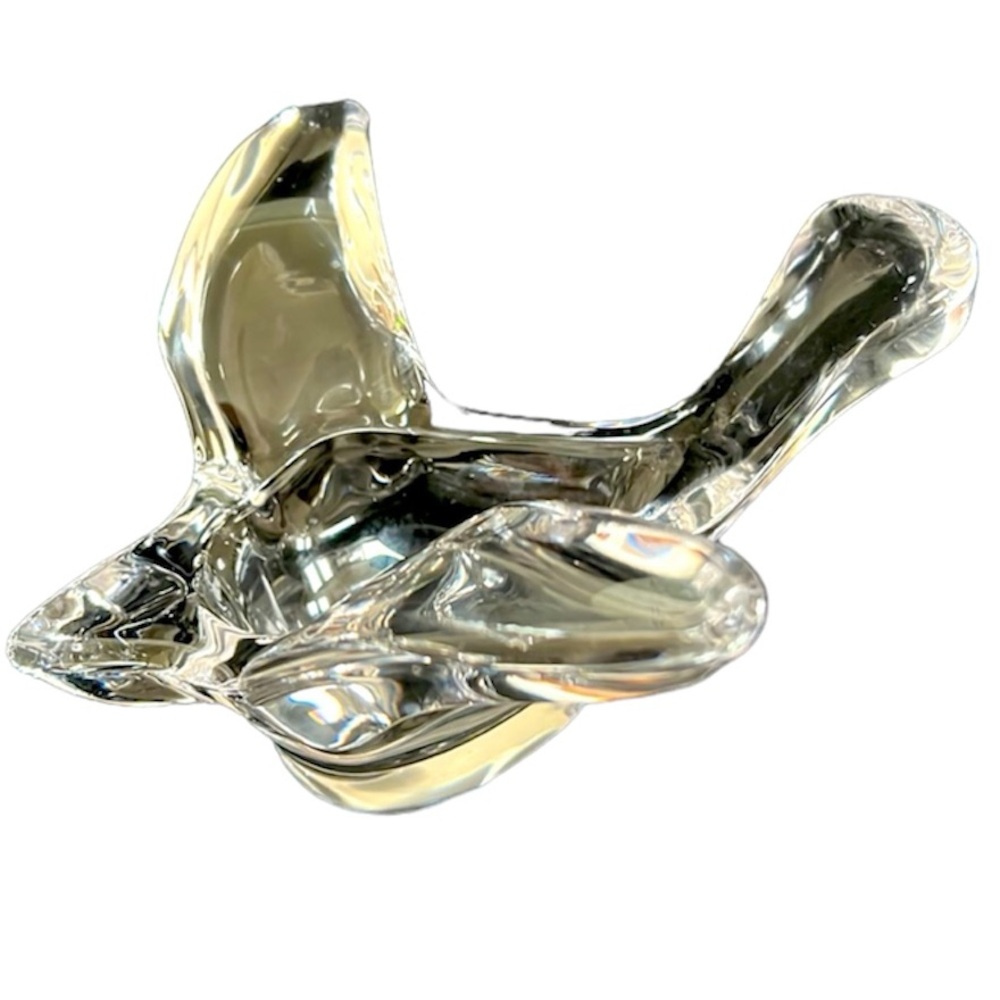 Princess House Vintage Crystal Flying Peace  Dove Bowl 7.25" Long